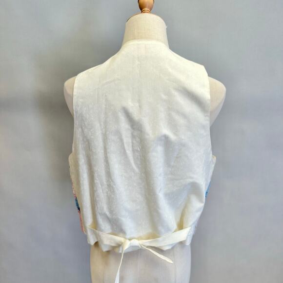 Quilted wedding ring patchwork vest handmade size medium-large grannycore cottag - Picture 5 of 16